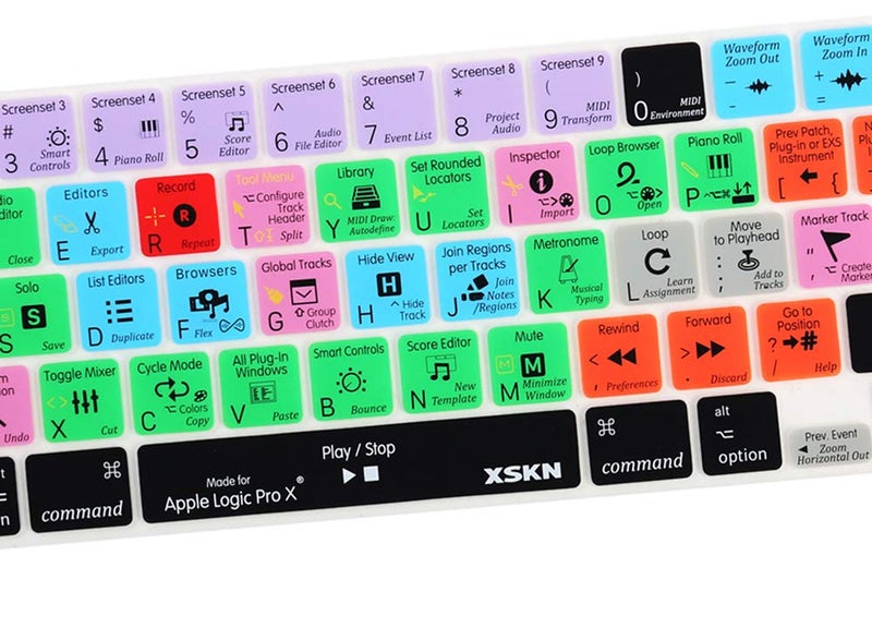 XSKN غطاء لوحة مفاتيح سيليكون مختصرات XSKN Logic Pro X بتصميم QWERTY الإنجليزي لجهاز MacBook Pro 16 بوصة A2141 الجديد لعام 2019 و MacBook Pro 13.3 بوصة A2251/A2289 الجديد لعام 2020 مع شريط اللمس و Touch ID النسخة الأمريكية - Image 2
